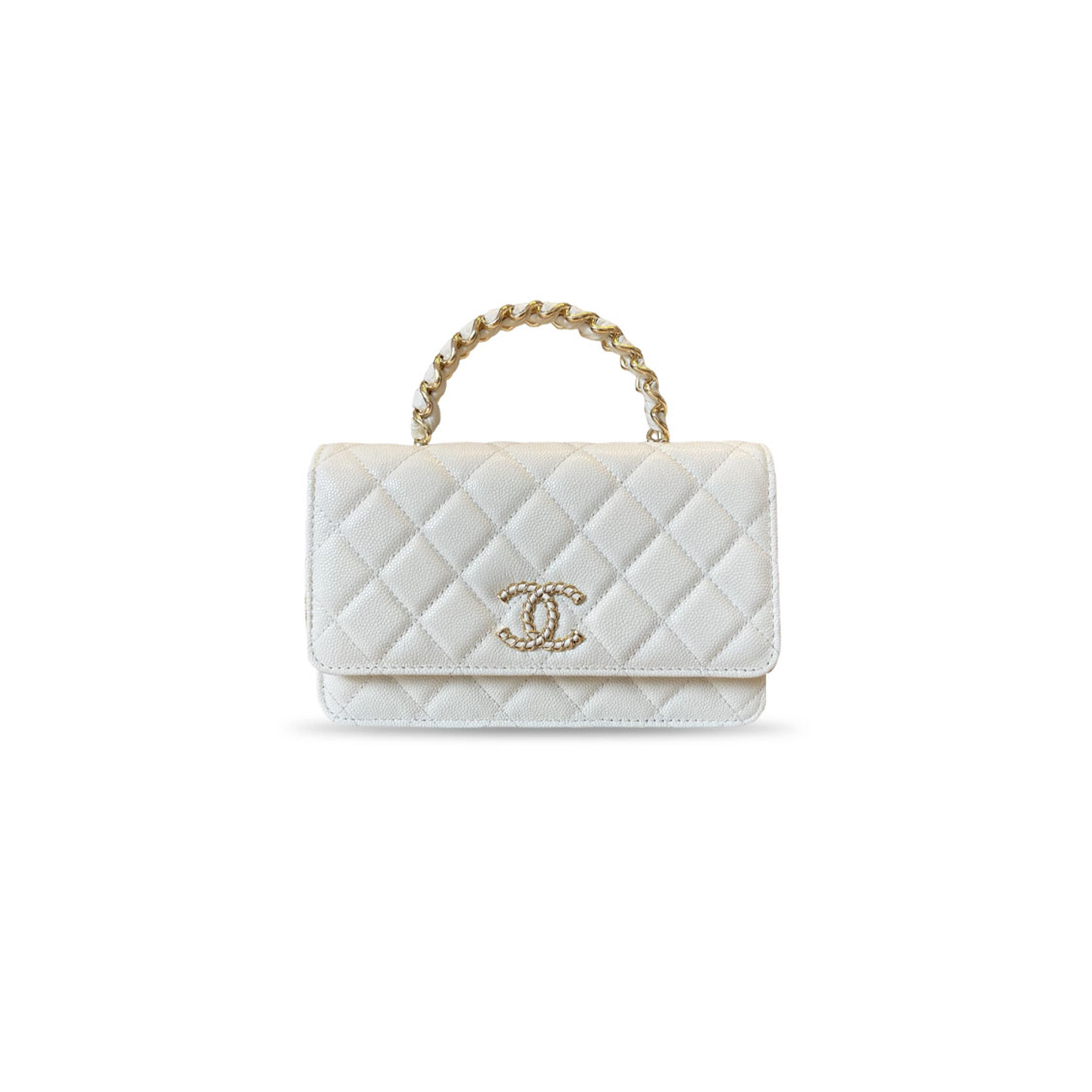 CHANEL WHITE PORTABLE FLAP BAG A96176 (19.5*17*5cm) 